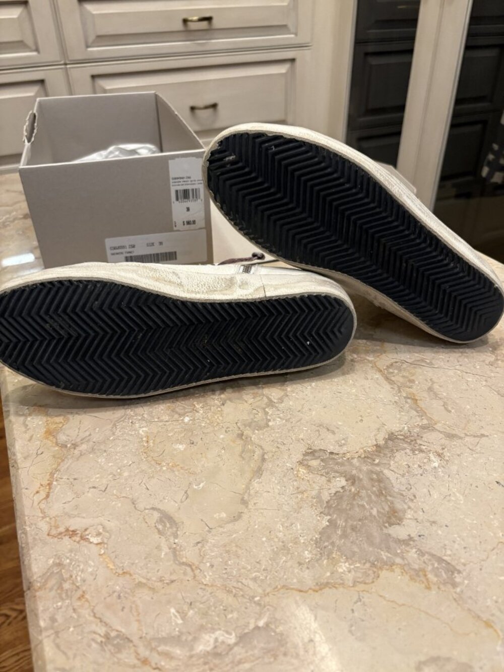 GOLDEN GOOSE FRANCY HIGH TOP SNEAKERS - Size 9B/39EU - White Canvas/Camo Laces - Picture 5 of 5